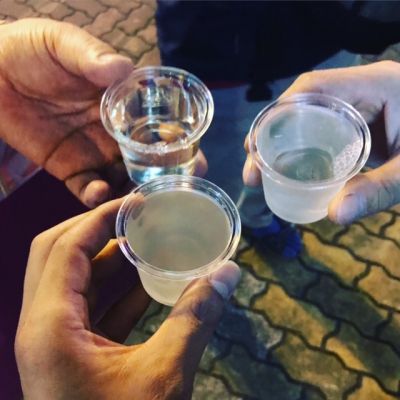 屋外日本酒ショットバーからあわ家さんへ