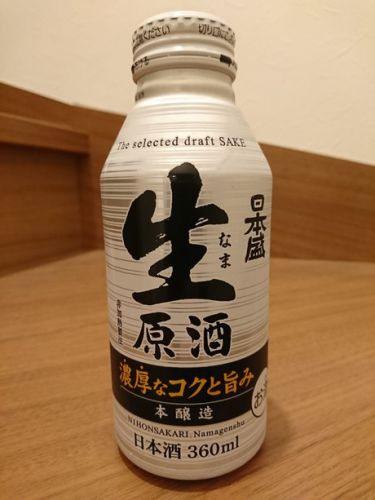 日本盛のボトル缶の酒・本醸造生原酒と肴はアセロラ真鯛の刺身